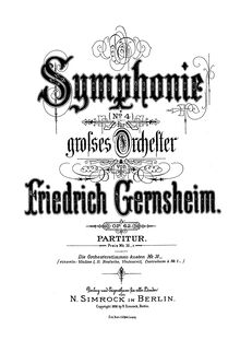 Partition complète, Symphony No.4, B♭ Major, Gernsheim, Friedrich