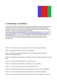 Déontologie des journalistes de la première république marocaine.