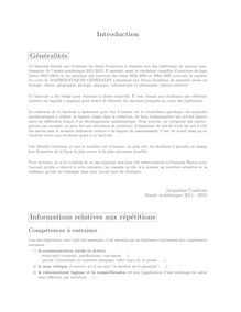 Introduction Généralités Informations relatives aux répétitions