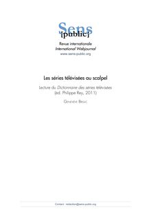 Les séries télévisées au scalpel Lecture du Dictionnaire des séries télévisées (éd. Philippe Rey, 2011)