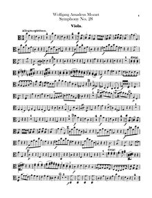 Partition altos, Symphony No.28, C major, Mozart, Wolfgang Amadeus