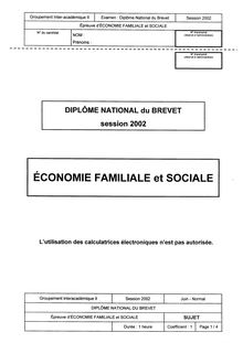 Brevet economie familiale et sociale 2002