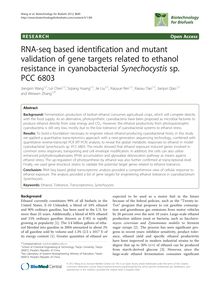 RNA-seq based identification and mutant validation of gene targets related to ethanol resistance in cyanobacterial Synechocystis sp. PCC 6803