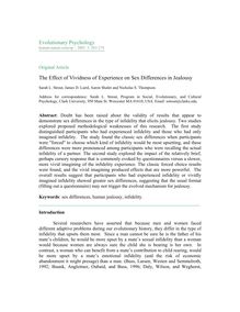The effect of vividness of experience on sex differences in jealousy
