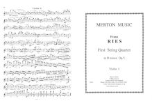 Partition parties complètes, corde quatuor No.1, Op.5, D minor, Ries, Franz