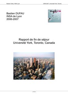 Rapport de fin de séjour Université York, Toronto, Canada
