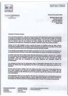 Lettre de Thomas Thévenoud à Manuel Valls