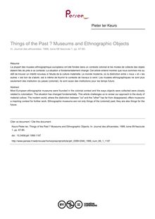 Things of the Past ? Museums and Ethnographic Objects - article ; n°1 ; vol.69, pg 67-80