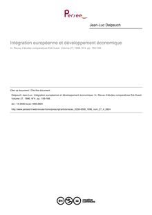 Intégration européenne et développement économique - article ; n°4 ; vol.27, pg 159-168