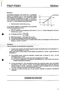 UTBM 2001 ps27 thermodynamique tronc commun semestre 2 partiel