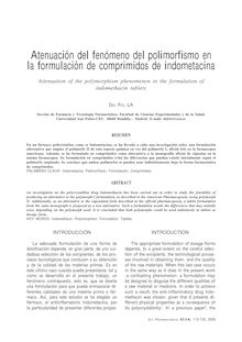 Atenuación del fenómeno del polimorfismo en la formulación de comprimidos de indometacina. (Attenuation of the polymorphism phenomenon in the formulation of indomethacin tablets)