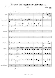Partition Second mouvement, basson Concerto No.1 en G major, Konzert für Fagott und Orchester Nr. 1