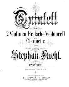 Partition clarinette en A, quintette pour clarinette et cordes, Op.19