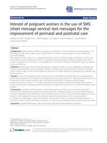 Interest of pregnant women in the use of SMS (short message service) text messages for the improvement of perinatal and postnatal care