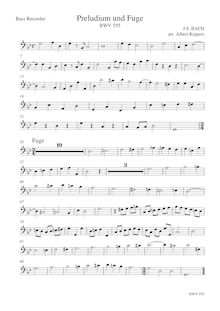 Partition basse enregistrement , Prelude et Fugue en E minor, E minor par Johann Ludwig Krebs