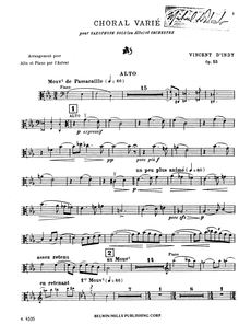 Partition de viole de gambe (alternate pour Saxophone), choral varié, Op.55