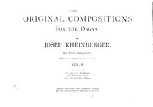 Partition Selection of orgue Music, Volume I, Original Compositions pour pour orgue
