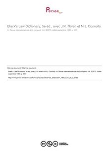 Black s Law Dictionary, 5e éd., avec J.R. Nolan et M.J. Connolly - note biblio ; n°3 ; vol.32, pg 651-651