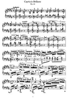 Partition complète, Capriccio Brillant, Op.22, B minor, Mendelssohn, Felix