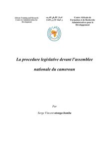 La procedure legislative devant l assemblée nationale du Cameroun