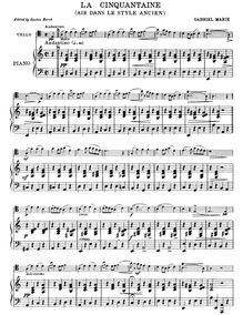 Partition violoncelle et partition de piano, Deux pièces pour violoncelle et Piano