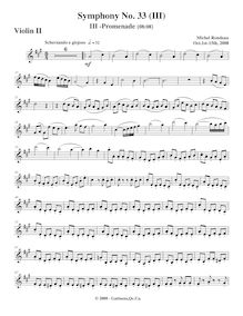 Partition violons II, Symphony No.33, A major, Rondeau, Michel par Michel Rondeau