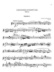 Partition violons I, Leonora Overture No. 1, C major, Beethoven, Ludwig van