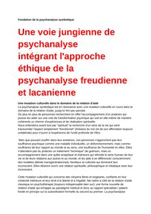 Une voie jungienne de psychanalyse  intégrant l approche éthique de la psychanalyse freudienne et lacanienne 