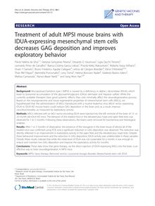 Treatment of adult MPSI mouse brains with IDUA-expressing mesenchymal stem cells decreases GAG deposition and improves exploratory behavior