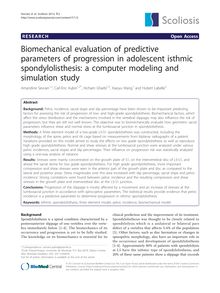 Biomechanical evaluation of predictive parameters of progression in adolescent isthmic spondylolisthesis: a computer modeling and simulation study