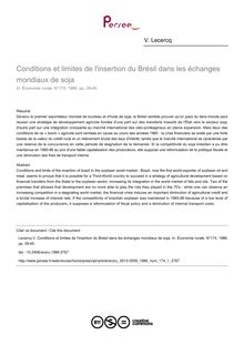 Conditions et limites de l insertion du Brésil dans les échanges mondiaux de soja - article ; n°1 ; vol.174, pg 39-45