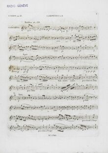 Partition clarinette 1 (B♭), Piano Concerto No.2, F minor, Chopin, Frédéric