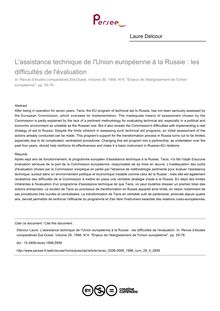 L assistance technique de l Union européenne à la Russie : les difficultés de l évaluation - article ; n°4 ; vol.29, pg 55-76