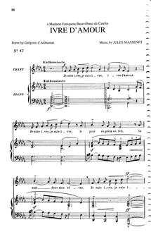 Partition complète (D♭ Major: medium voix et piano), Ivre d amour