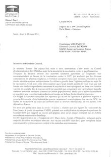 Vaccin Gardasil : lettre de Gérard Bapt à l ANSM