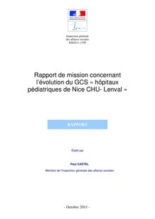 Rapport de mission concernant l évolution du GCS « hôpitaux pédiatriques de Nice CHU-Lenval »