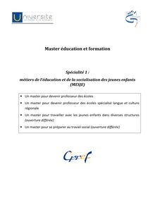 Présentation des parcours - Master éducation Master éducation et ...