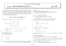 Mathématiques 2 2002 Classe Prepa PSI Concours Centrale-Supélec