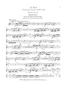 Partition trompette 1, 2, 3 (en D), Weihnachtsoratorium, Christmas Oratorio
