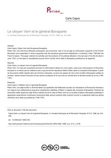Le citoyen Verri et le général Bonaparte - article ; n°1 ; vol.313, pg 431-448