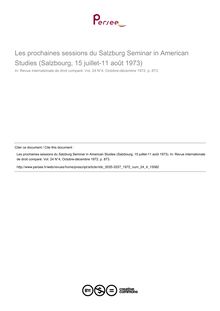 Les prochaines sessions du Salzburg Seminar in American Studies (Salzbourg, 15 juillet-11 août 1973) - autre ; n°4 ; vol.24, pg 1233-1233