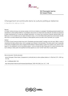 Changement et continuité dans la culture politique italienne - article ; n°1 ; vol.19, pg 131-153