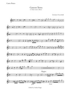 Partition Canto primo, Canzon Terza à 3 Due Canti e Basso, Frescobaldi, Girolamo