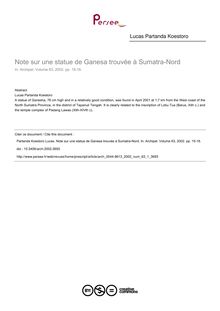 Note sur une statue de Ganesa trouvée à Sumatra-Nord - article ; n°1 ; vol.63, pg 15-16