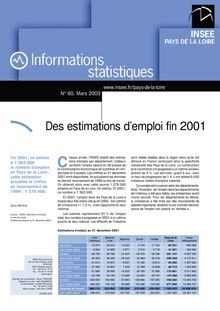 Des estimations d emploi fin 2001