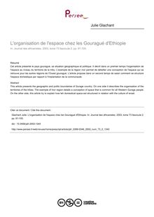 L organisation de l espace chez les Gouragué d Ethiopie - article ; n°2 ; vol.73, pg 91-105