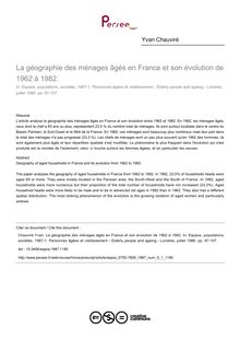 La géographie des ménages âgés en France et son évolution de 1962 à 1982. - article ; n°1 ; vol.5, pg 97-107