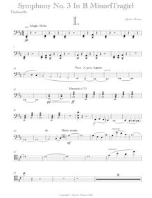 Partition violoncelles, Symphony No.3,  Tragic , B minor, Mason, Quinn