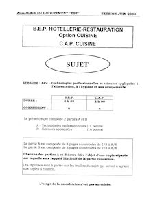 Pratique professionnelle 2000 Cuisine BEP - Hôtellerie - restauration