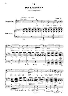 Partition No.1 - Die Lotosblume (pour Lotusflower) [Low voix], 6 chansons, Op.25